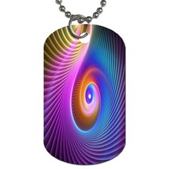 Abstract Fractal Bright Hole Wave Chevron Gold Purple Blue Green Dog Tag (one Side)