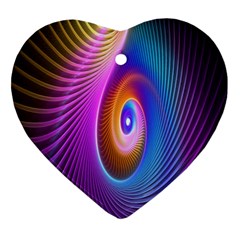 Abstract Fractal Bright Hole Wave Chevron Gold Purple Blue Green Heart Ornament (two Sides)