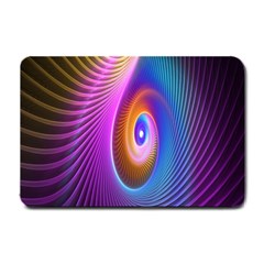 Abstract Fractal Bright Hole Wave Chevron Gold Purple Blue Green Small Doormat  by Mariart