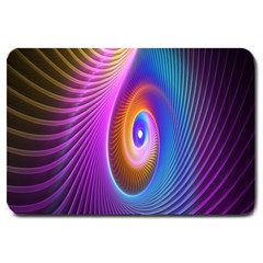 Abstract Fractal Bright Hole Wave Chevron Gold Purple Blue Green Large Doormat  by Mariart