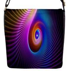 Abstract Fractal Bright Hole Wave Chevron Gold Purple Blue Green Flap Messenger Bag (s)