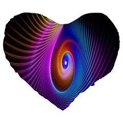 Abstract Fractal Bright Hole Wave Chevron Gold Purple Blue Green Large 19  Premium Flano Heart Shape Cushions