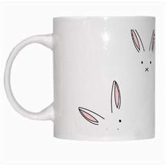 Bunny Line Rabbit Face Animals White Pink White Mugs