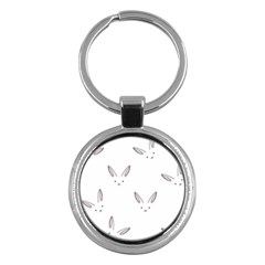 Bunny Line Rabbit Face Animals White Pink Key Chains (round)  by Mariart