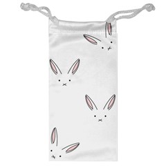Bunny Line Rabbit Face Animals White Pink Jewelry Bag by Mariart