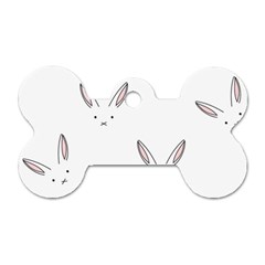 Bunny Line Rabbit Face Animals White Pink Dog Tag Bone (one Side) by Mariart