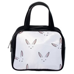 Bunny Line Rabbit Face Animals White Pink Classic Handbags (one Side) by Mariart