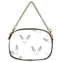Bunny Line Rabbit Face Animals White Pink Chain Purses (two Sides)  by Mariart