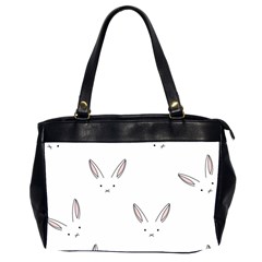 Bunny Line Rabbit Face Animals White Pink Office Handbags (2 Sides)  by Mariart