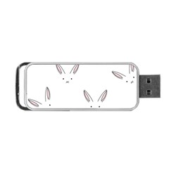 Bunny Line Rabbit Face Animals White Pink Portable Usb Flash (one Side) by Mariart