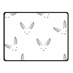 Bunny Line Rabbit Face Animals White Pink Double Sided Fleece Blanket (small)  by Mariart