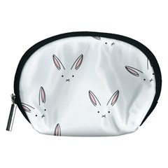 Bunny Line Rabbit Face Animals White Pink Accessory Pouches (medium)  by Mariart