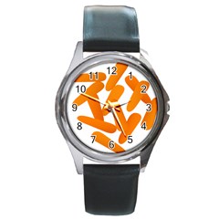 Carrot Vegetables Orange Round Metal Watch by Mariart