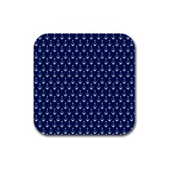 Blue White Anchor Rubber Square Coaster (4 Pack)  by Mariart