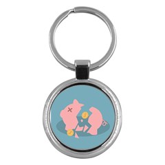 Coins Pink Coins Piggy Bank Dollars Money Tubes Key Chains (round)  by Mariart