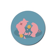 Coins Pink Coins Piggy Bank Dollars Money Tubes Rubber Coaster (round)  by Mariart