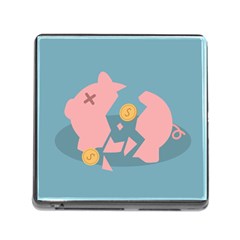 Coins Pink Coins Piggy Bank Dollars Money Tubes Memory Card Reader (square)