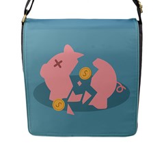 Coins Pink Coins Piggy Bank Dollars Money Tubes Flap Messenger Bag (l)  by Mariart