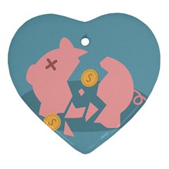 Coins Pink Coins Piggy Bank Dollars Money Tubes Ornament (heart)