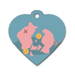 Coins Pink Coins Piggy Bank Dollars Money Tubes Dog Tag Heart (two Sides) by Mariart