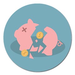 Coins Pink Coins Piggy Bank Dollars Money Tubes Magnet 5  (round)