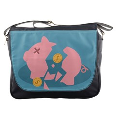 Coins Pink Coins Piggy Bank Dollars Money Tubes Messenger Bags by Mariart