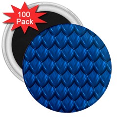 Blue Dragon Snakeskin Skin Snake Wave Chefron 3  Magnets (100 Pack) by Mariart