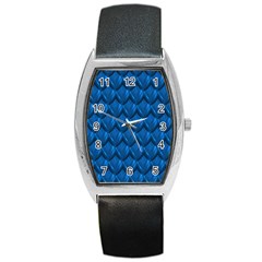 Blue Dragon Snakeskin Skin Snake Wave Chefron Barrel Style Metal Watch by Mariart
