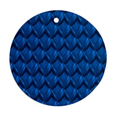 Blue Dragon Snakeskin Skin Snake Wave Chefron Round Ornament (two Sides) by Mariart
