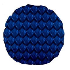 Blue Dragon Snakeskin Skin Snake Wave Chefron Large 18  Premium Flano Round Cushions by Mariart