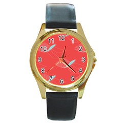 Chairs Wicker Cafe Party Comfortable Red Blue Round Gold Metal Watch by Mariart