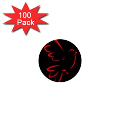 Dove Red Black Fly Animals Bird 1  Mini Buttons (100 Pack)  by Mariart