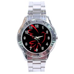 Dove Red Black Fly Animals Bird Stainless Steel Analogue Watch