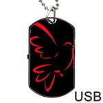 Dove Red Black Fly Animals Bird Dog Tag USB Flash (One Side) Front