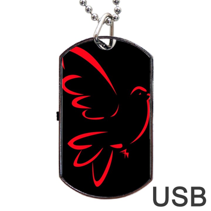 Dove Red Black Fly Animals Bird Dog Tag USB Flash (One Side)