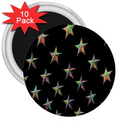 Colorful Gold Star Christmas 3  Magnets (10 Pack) 