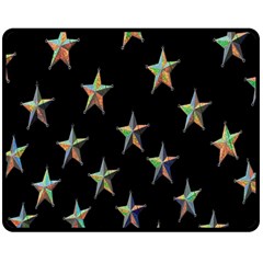 Colorful Gold Star Christmas Double Sided Fleece Blanket (medium) 