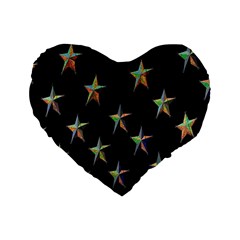 Colorful Gold Star Christmas Standard 16  Premium Flano Heart Shape Cushions by Mariart