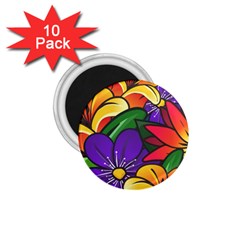 Bright Flowers Floral Sunflower Purple Orange Greeb Red Star 1 75  Magnets (10 Pack)  by Mariart