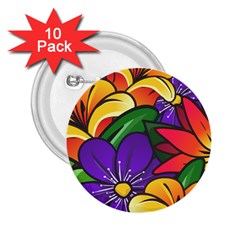 Bright Flowers Floral Sunflower Purple Orange Greeb Red Star 2 25  Buttons (10 Pack) 