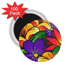 Bright Flowers Floral Sunflower Purple Orange Greeb Red Star 2 25  Magnets (100 Pack)  by Mariart