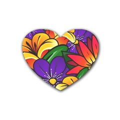 Bright Flowers Floral Sunflower Purple Orange Greeb Red Star Heart Coaster (4 Pack)  by Mariart