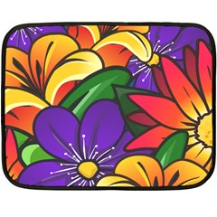 Bright Flowers Floral Sunflower Purple Orange Greeb Red Star Double Sided Fleece Blanket (mini)  by Mariart