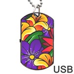 Bright Flowers Floral Sunflower Purple Orange Greeb Red Star Dog Tag USB Flash (Two Sides) Back