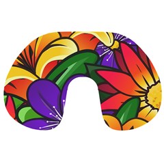 Bright Flowers Floral Sunflower Purple Orange Greeb Red Star Travel Neck Pillows by Mariart