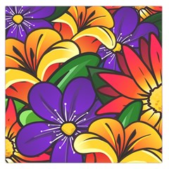 Bright Flowers Floral Sunflower Purple Orange Greeb Red Star Large Satin Scarf (square) by Mariart