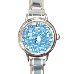 Drones Registration Equipment Game Circle Blue White Focus Round Italian Charm Watch by Mariart