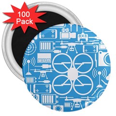 Drones Registration Equipment Game Circle Blue White Focus 3  Magnets (100 Pack)