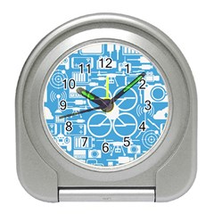 Drones Registration Equipment Game Circle Blue White Focus Travel Alarm Clocks by Mariart