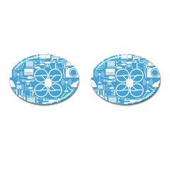 Drones Registration Equipment Game Circle Blue White Focus Cufflinks (oval) by Mariart